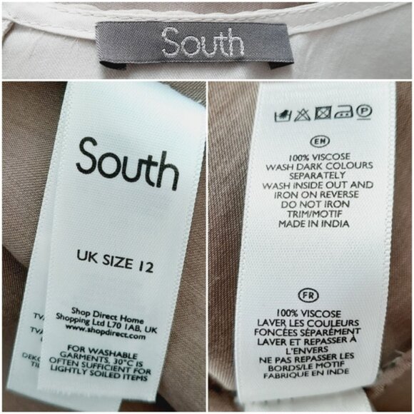 SOUTH Sequins Dip-Dye Silky Tunic Tank High Low Hem Top Cream & Tan Sz M Flawed - Picture 15 of 16